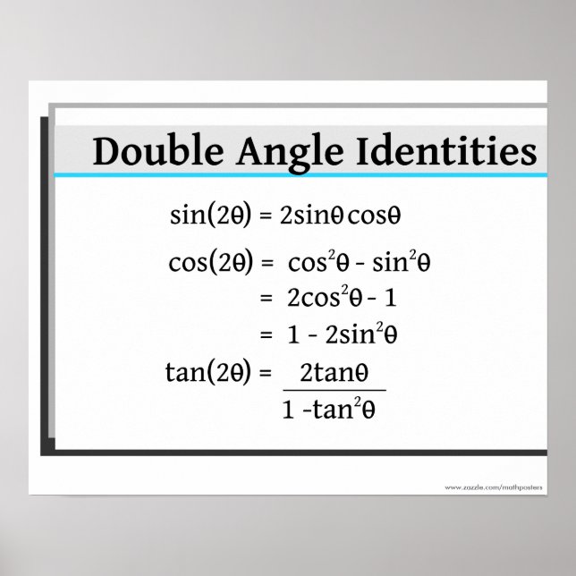 Trigonometry Poster: Double Angle Identities Poster (Front)