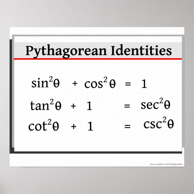 Trigonometry Poster: Pythagorean Identities Poster (Front)