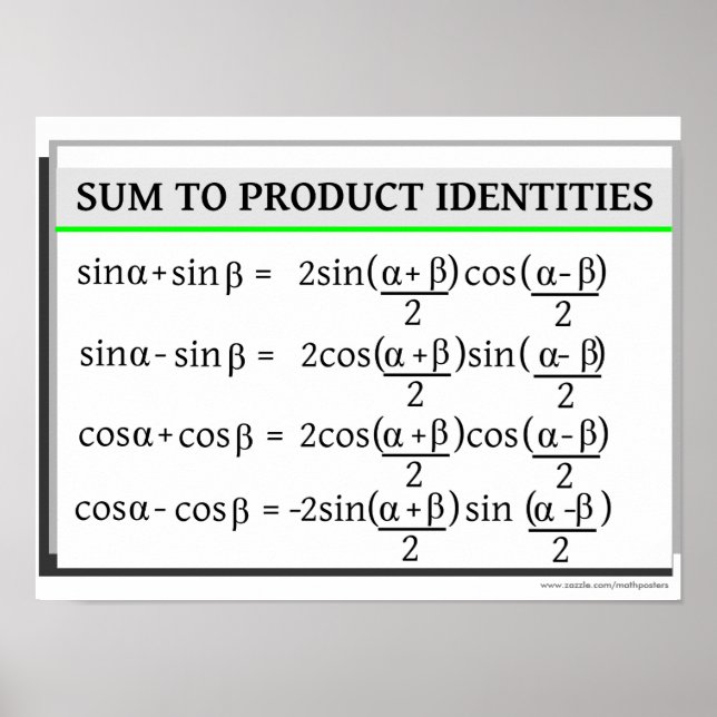 Trigonometry: Sum to Product Identities Poster (Front)