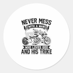 Trike & God   Trike Driving Trikes Biker Gifts Classic Round Sticker