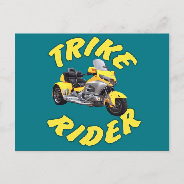 Trike Rider in Yellow Postcard (Front)
