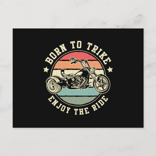 Triker Born Trike Enjoy The Ride Motor Trike Retro Postcard (Front)