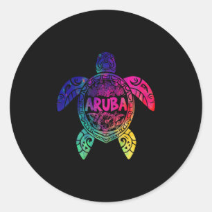 Tril Aru Tie Dye Sea Turtle Aru Beach Vacation  Classic Round Sticker