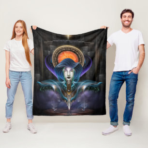 Trilia - Goddess Of The Orange Moon Fleece Blanket