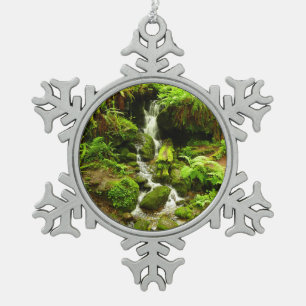 Trillium Falls at Redwood National Park Snowflake Pewter Christmas Ornament