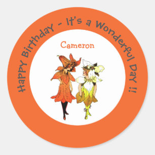 Trillium Tiger-Lily Whimsical Flower Party Supply Classic Round Sticker