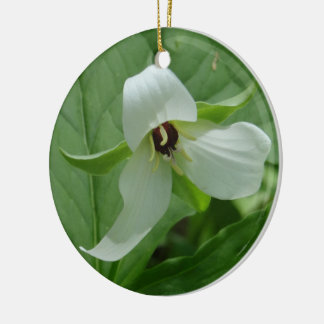 Trillium White Ceramic Ornament