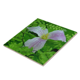 TRILLLIUM AND FERNS CERAMIC TILE/TRIVET TILE