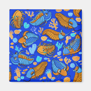 Trilobites on dark blue background (kids pattern) magnet