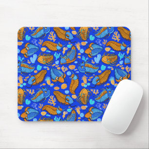 Trilobites on dark blue background (kids pattern) mouse pad