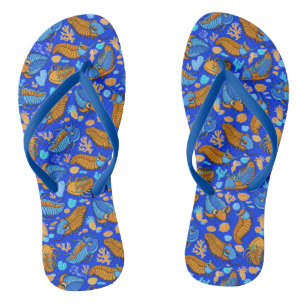 Trilobites on dark blue background (kids pattern) thongs