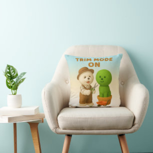 Trim Mode On: Cute Gardener Dog & Topiary Art Cushion