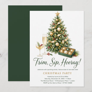 Trim, Sip, Hooray Christmas Party Invitation