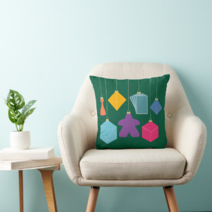 Trim the Tree with Board Games Square Throw Pillow