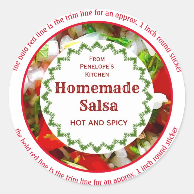Trim to fit 1 inch Homemade Salsa Canning Labels (Front)