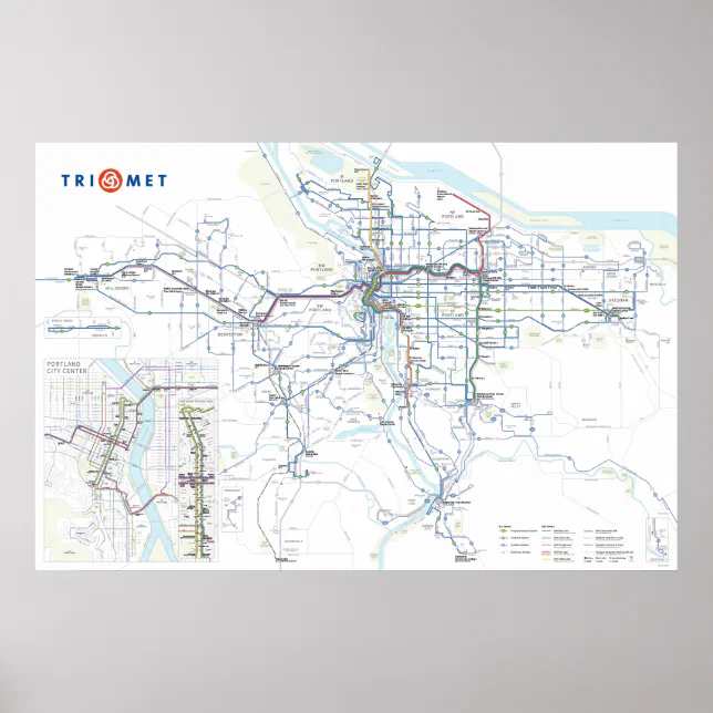 TriMet System Map with Inset Poster (Feb. 2024) | Zazzle