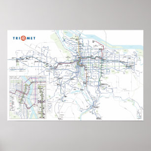 TriMet System with City Centre Poster (Aug. 2023)