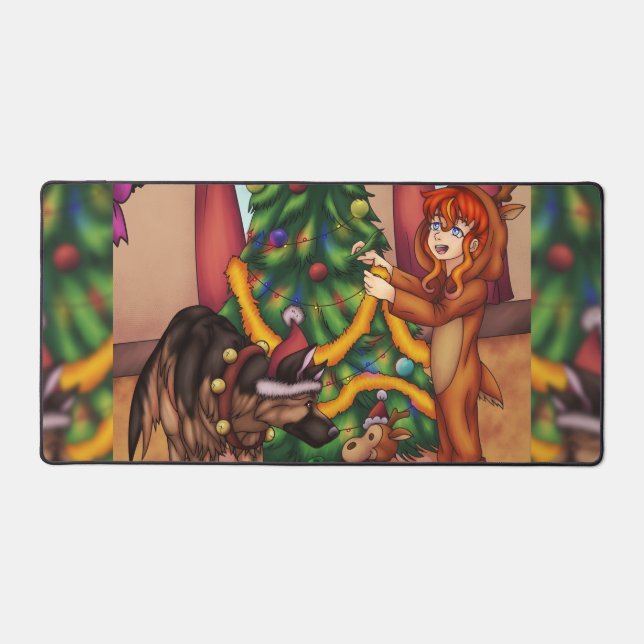 Trimming the Christmas Tree Desk Mat (Front)