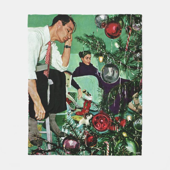 Trimming the Tree Fleece Blanket (Front)