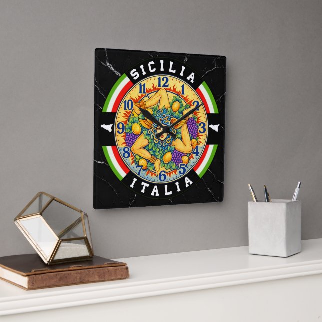 Trinacria Sicilia Italia  Square Wall Clock (Office)