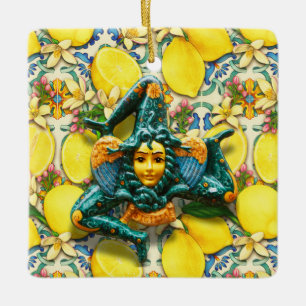 Trinacria Sicily Medusa Italy Pride Lemon Tile Ceramic Ornament