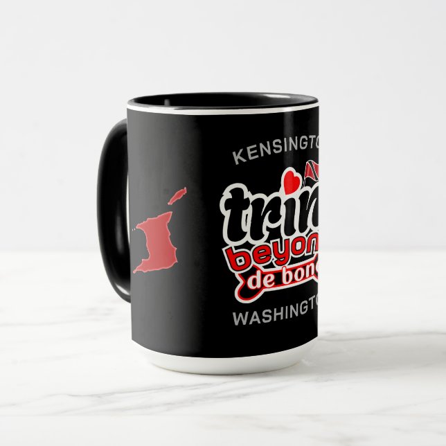 Trini Beyond de Bone Map and Name BLACK Mug (Front Left)