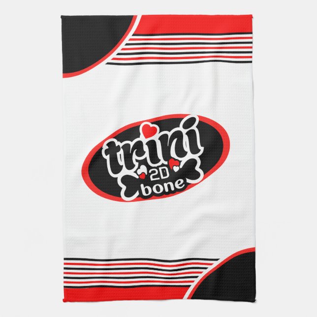 Trini to de Bone on )Your Colour) Tea Towel (Vertical)