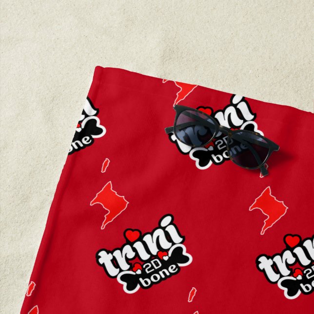 Trini to de Bone with Islands Angled on RED Beach Towel (In Situ)