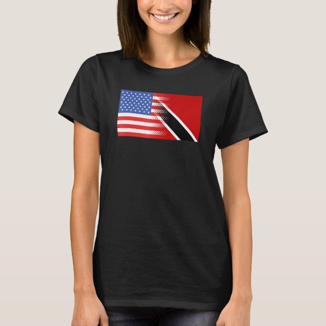 Trinidad American Flag Trinidadian Tobagonian Usa T-Shirt (Front)