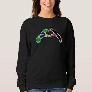 Trinidad And Tobago Brazil Flag Heart Mix Heritage Sweatshirt