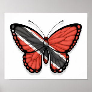 Trinidad and Tobago Butterfly Flag Poster