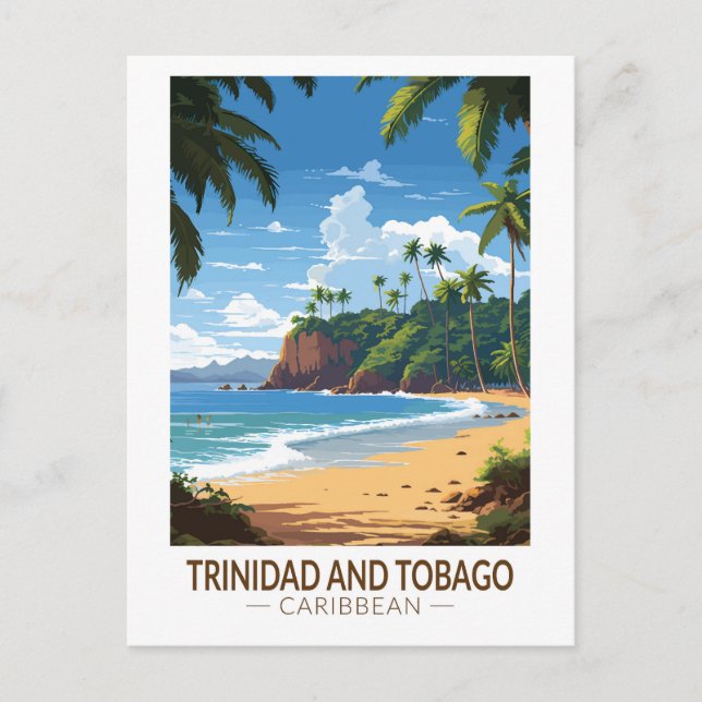 Trinidad and Tobago Caribbean Travel Art Vintage Postcard (Front)