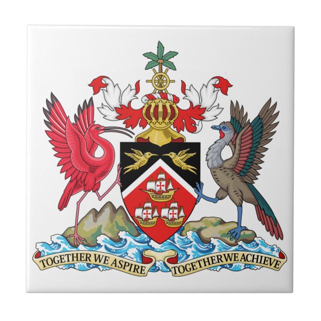 Trinidad and Tobago Coat of Arms Ceramic Tile (Front)