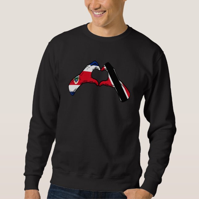 Trinidad And Tobago Costa Rica Flag Heart Mix Heri Sweatshirt (Front)