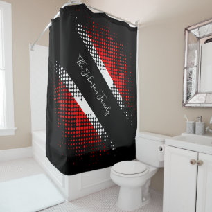Trinidad and Tobago Dot Pattern Flag   Family Name Shower Curtain