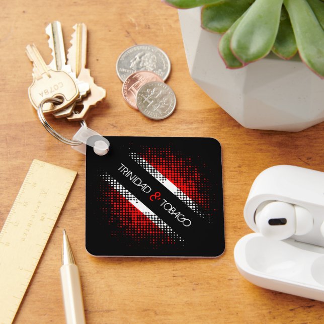 Trinidad and Tobago Dot Pattern Flag Key Ring (Desk)