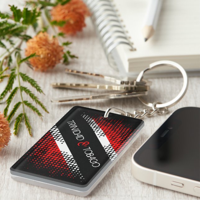 Trinidad and Tobago Dot Pattern Flag Key Ring (Front Right)