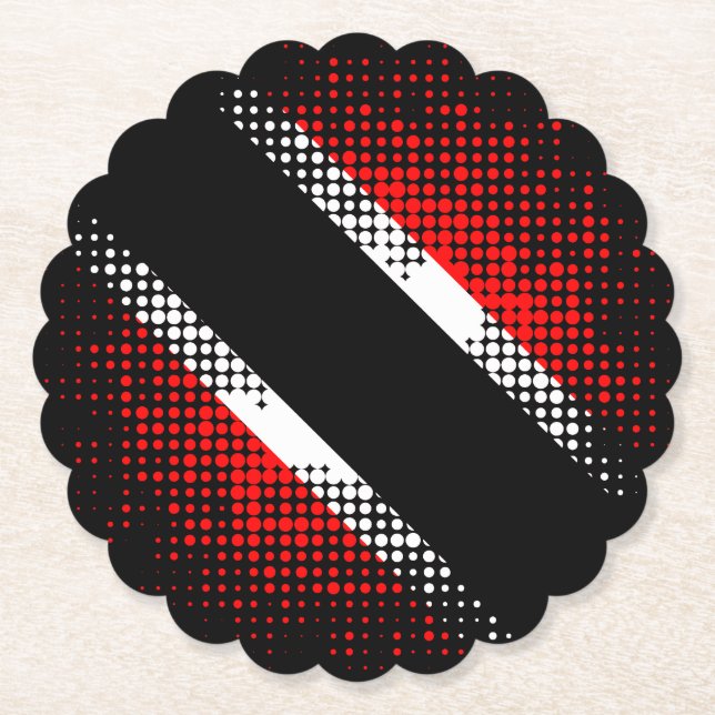 Trinidad and Tobago Dot Pattern Flag Paper Coaster (Front)