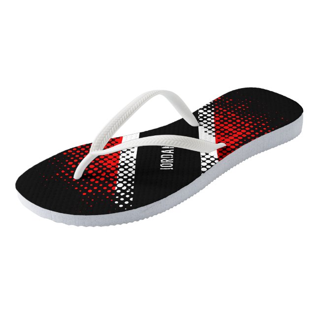 Trinidad and Tobago Dot Pattern Flag  (Your Name) Thongs (Angled)