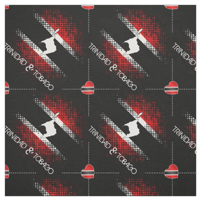 Trinidad and Tobago Dot Pattern Heart Flag | BLACK Fabric (Swatch)