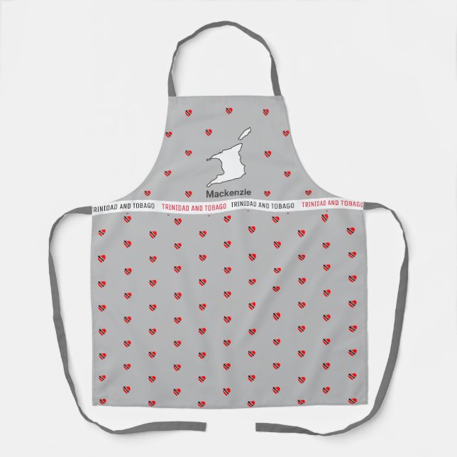 Trinidad and Tobago Flag Map Apron with Name (Front)