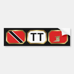 Trinidad and Tobago Flag Map Code Bumper Sticker