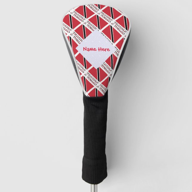 Trinidad and Tobago Flag Tiled Red Personalisation Golf Head Cover (Front)