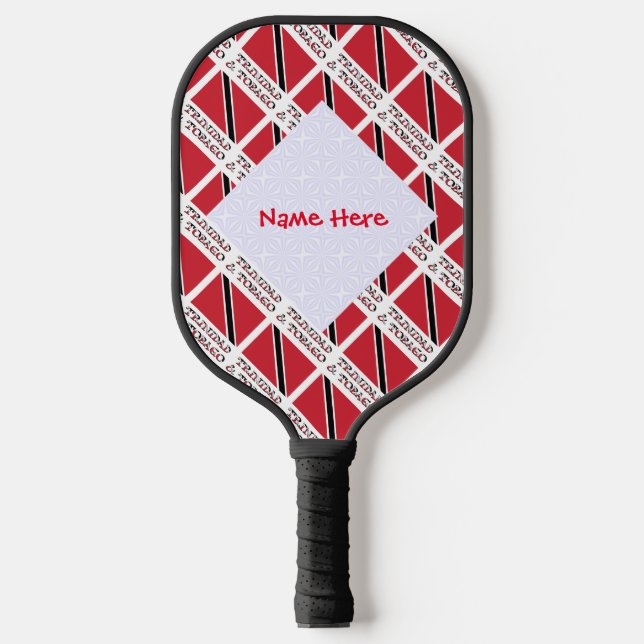 Trinidad and Tobago Flag Tiled Red Personalisation Pickleball Paddle (Front)