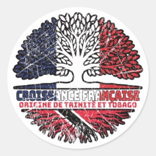 Trinidad and Tobago French France Tree Roots Flag Classic Round Sticker