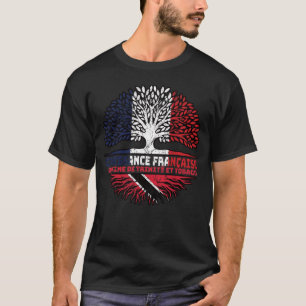 Trinidad and Tobago French France Tree Roots Flag T-Shirt