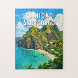 Trinidad and Tobago Illustration Travel Art Retro Jigsaw Puzzle
