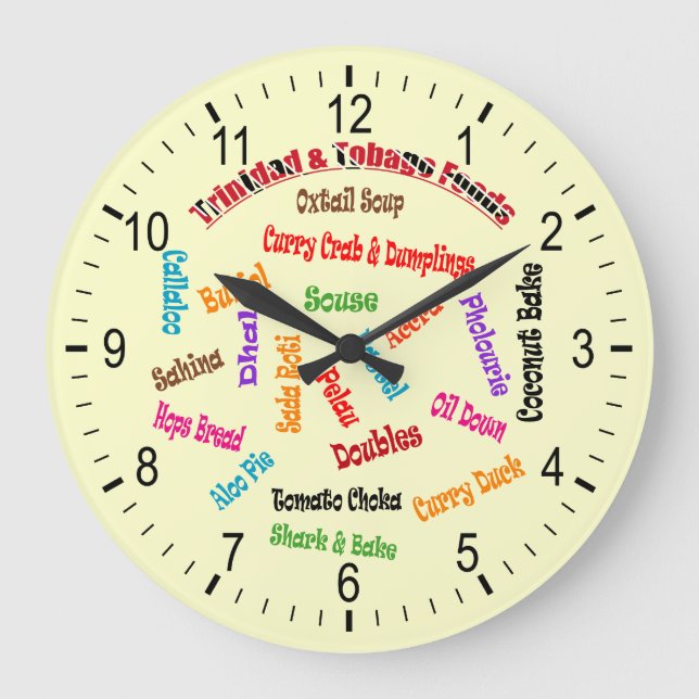 Trinidad and Tobago Local Foods Large Clock (Front)