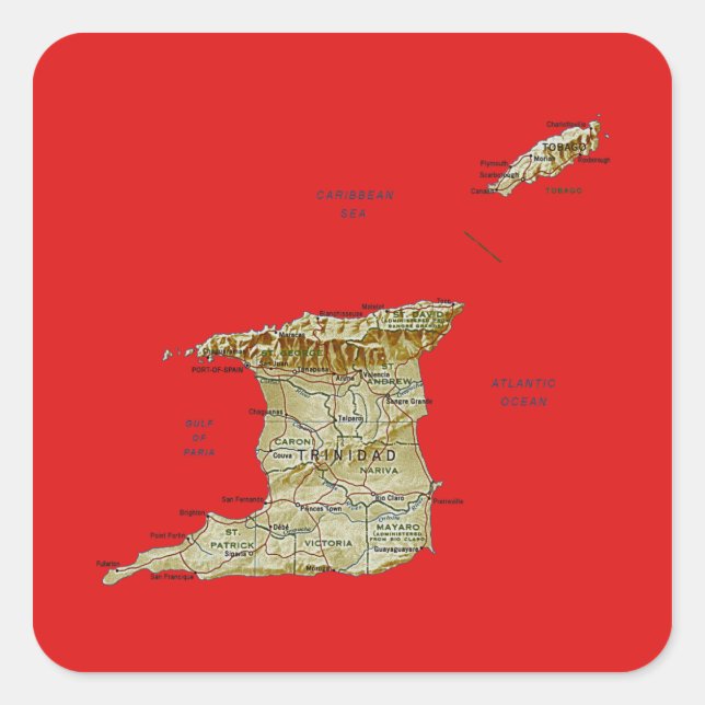 Trinidad and Tobago Map Sticker (Front)