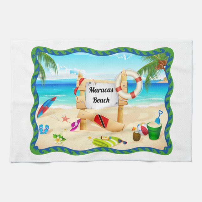 Trinidad and Tobago Maracas Beach Tea Towel (Horizontal)